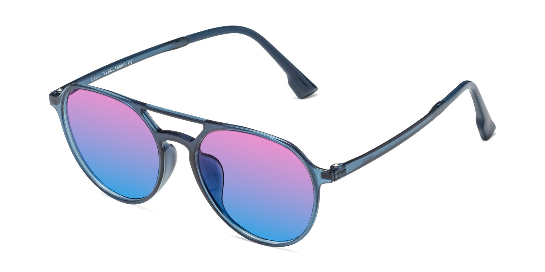Angle of Louis in Blue with Pink / Blue Gradient Lenses