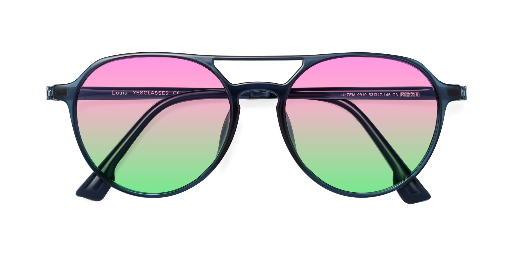 Folded Front of Louis in Blue with Pink / Green Gradient Lenses