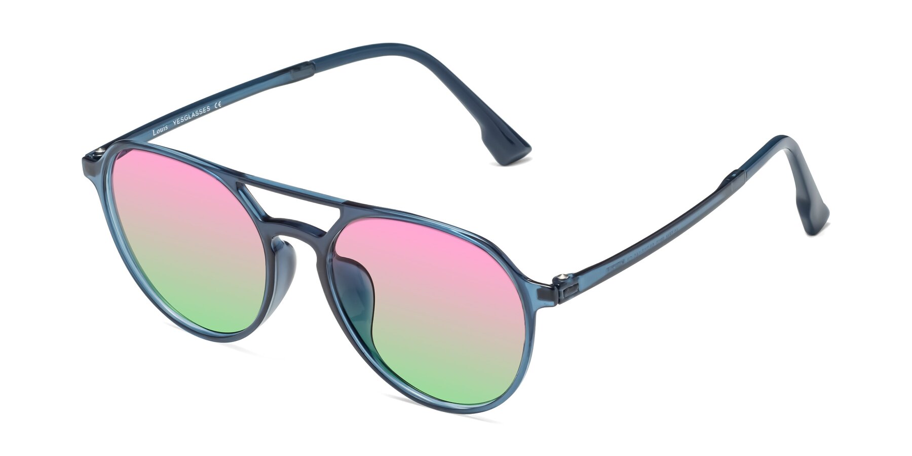 Angle of Louis in Blue with Pink / Green Gradient Lenses