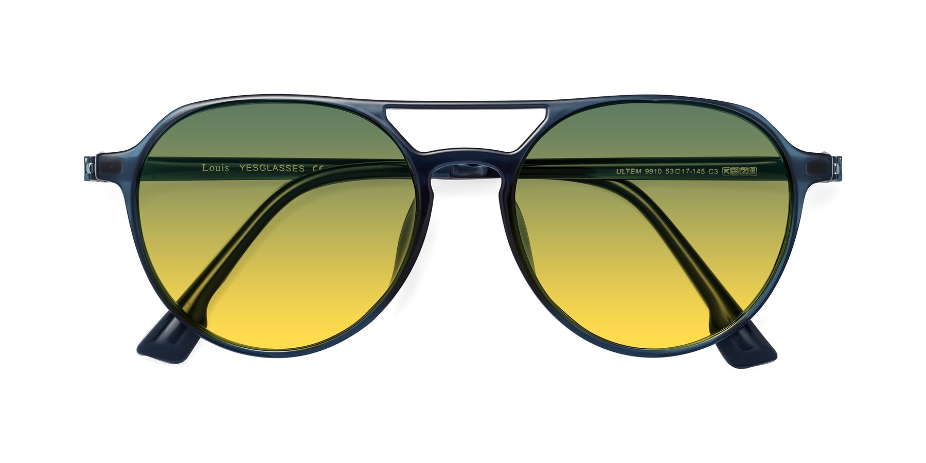 Folded Front of Louis in Blue with Green / Yellow Gradient Lenses