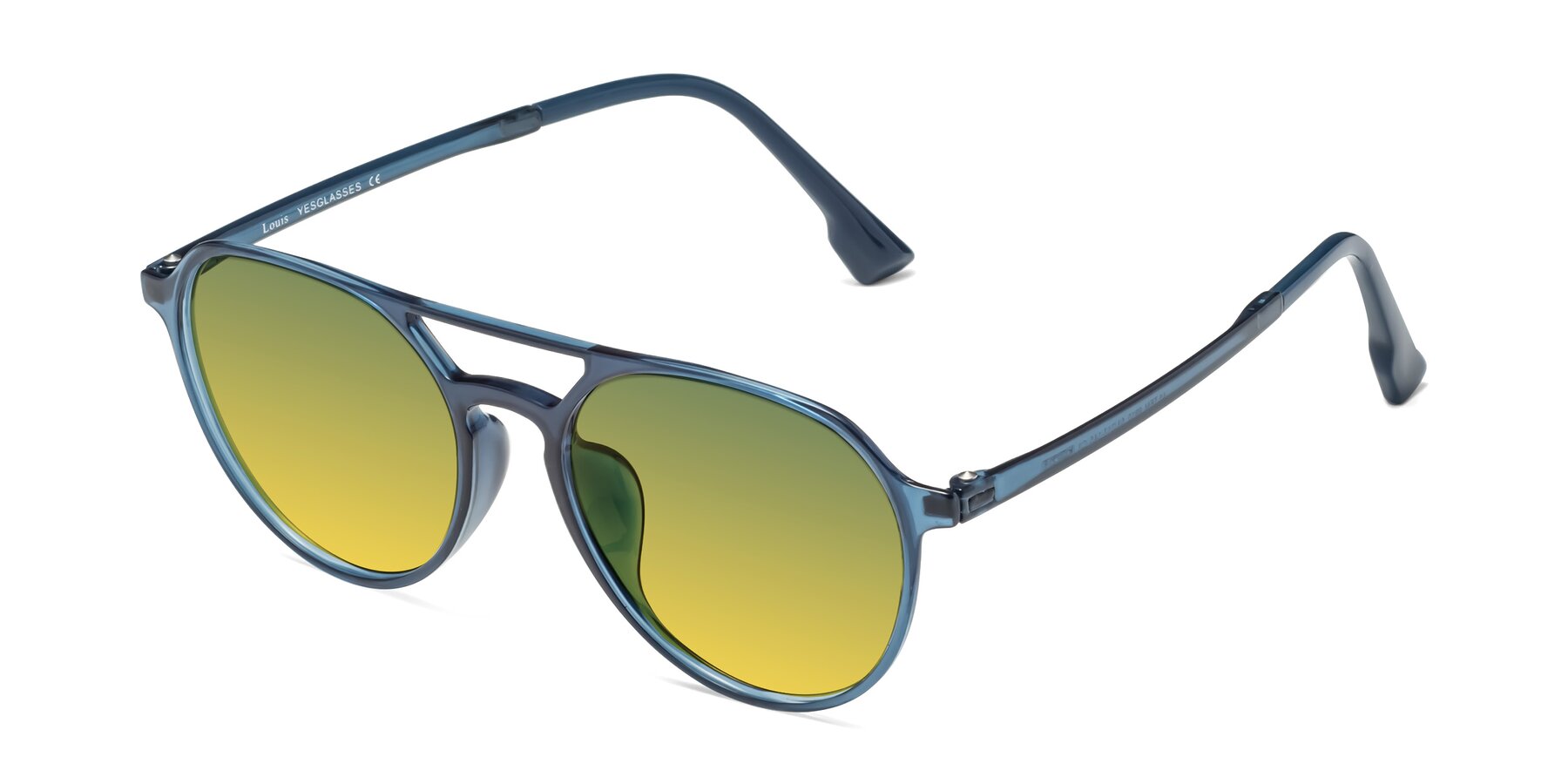 Angle of Louis in Blue with Green / Yellow Gradient Lenses