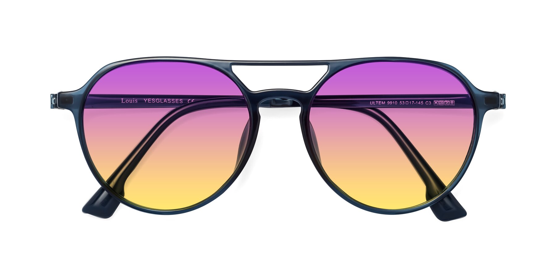 Folded Front of Louis in Blue with Purple / Yellow Gradient Lenses