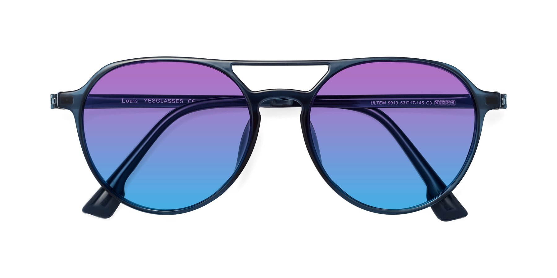 Folded Front of Louis in Blue with Purple / Blue Gradient Lenses
