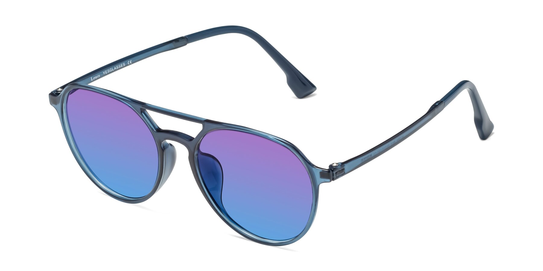 Angle of Louis in Blue with Purple / Blue Gradient Lenses