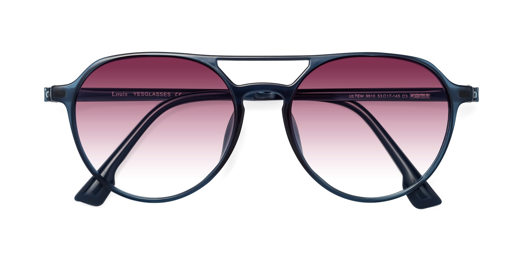 Folded Front of Louis in Blue with Wine Gradient Lenses