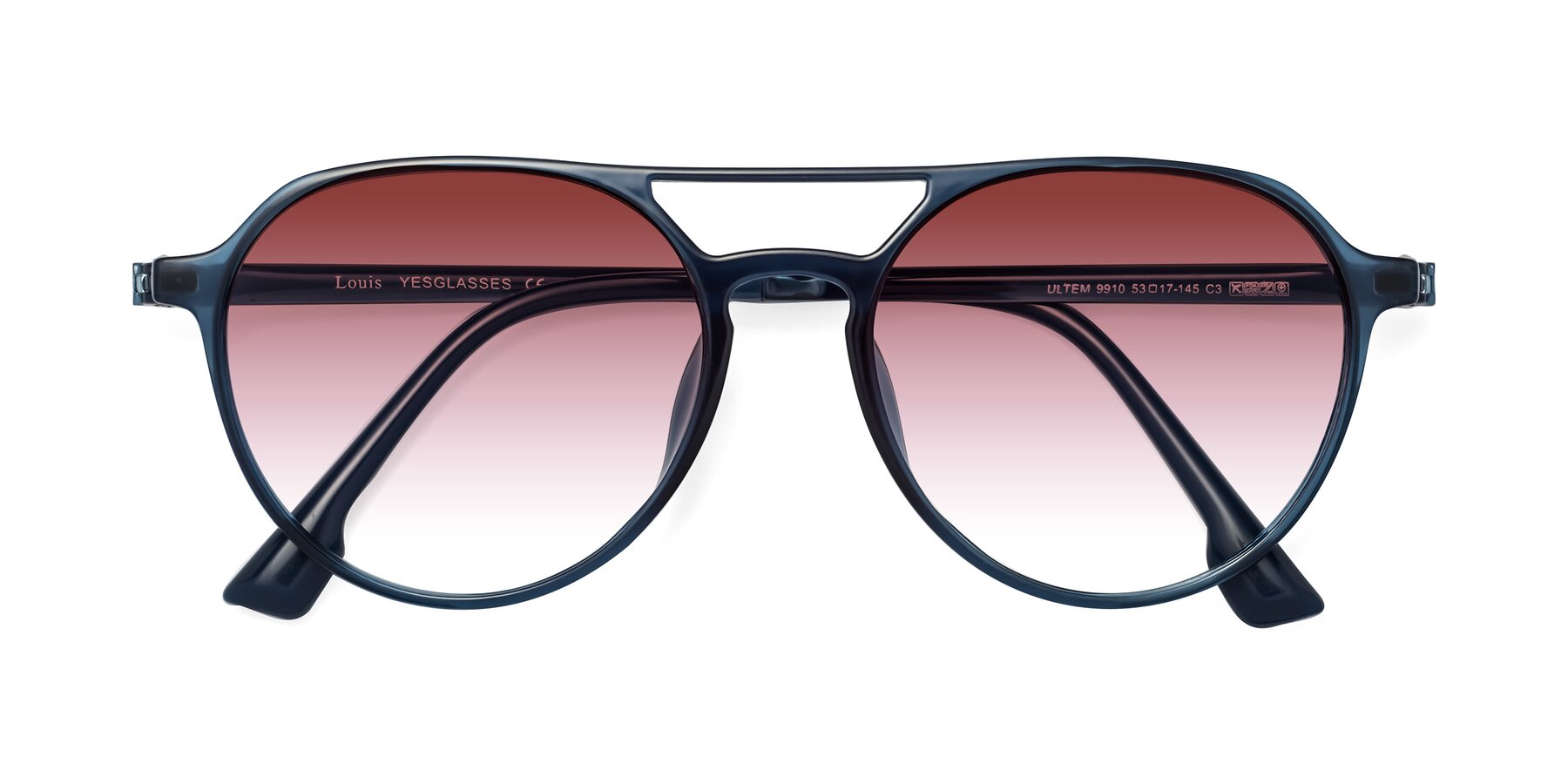 Folded Front of Louis in Blue with Garnet Gradient Lenses