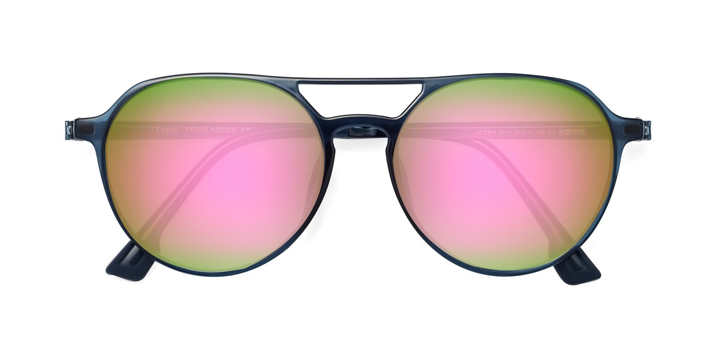 Louis - Blue Flash Mirrored Sunglasses