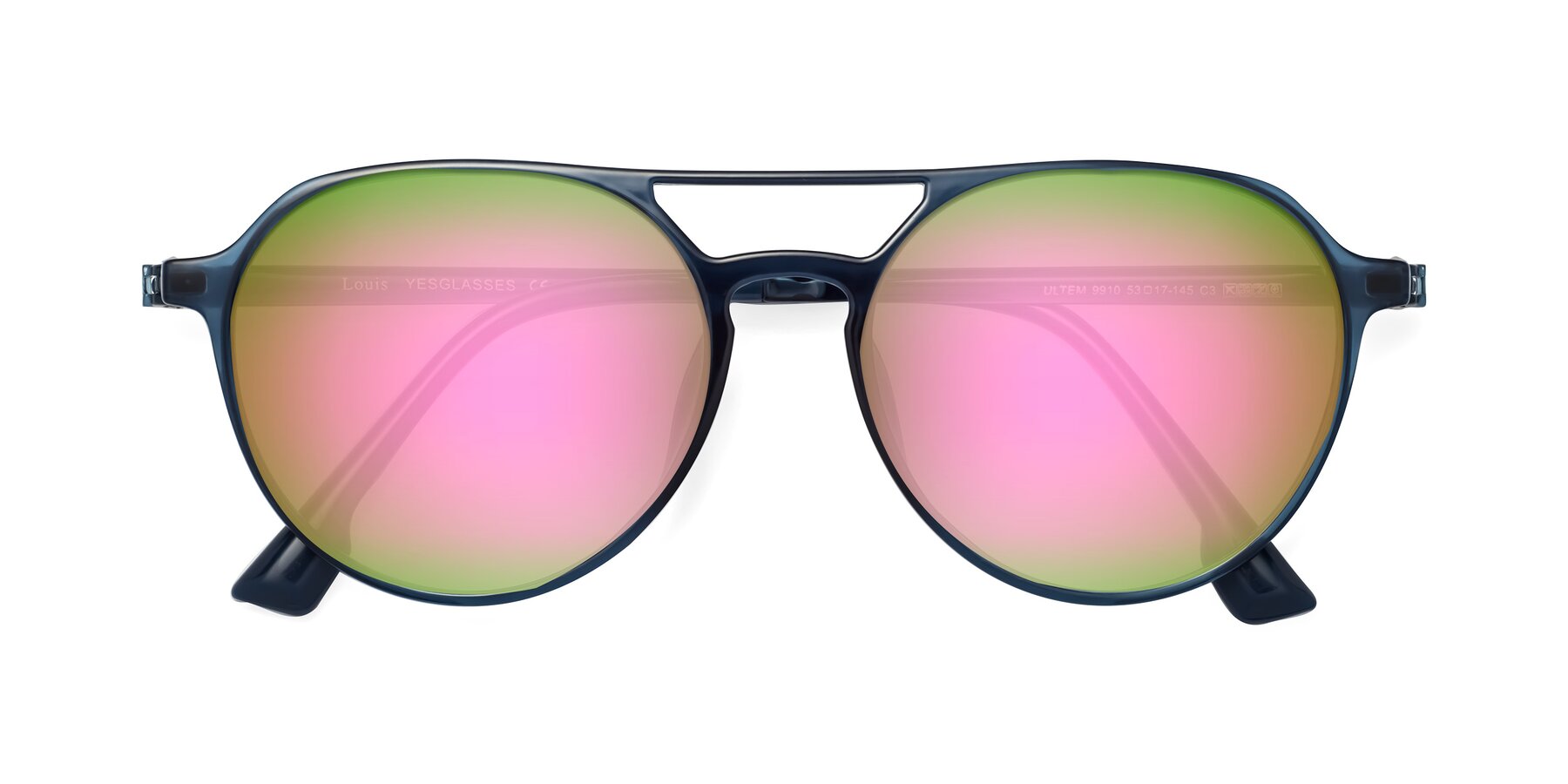 Folded Front of Louis in Blue with Pink Mirrored Lenses