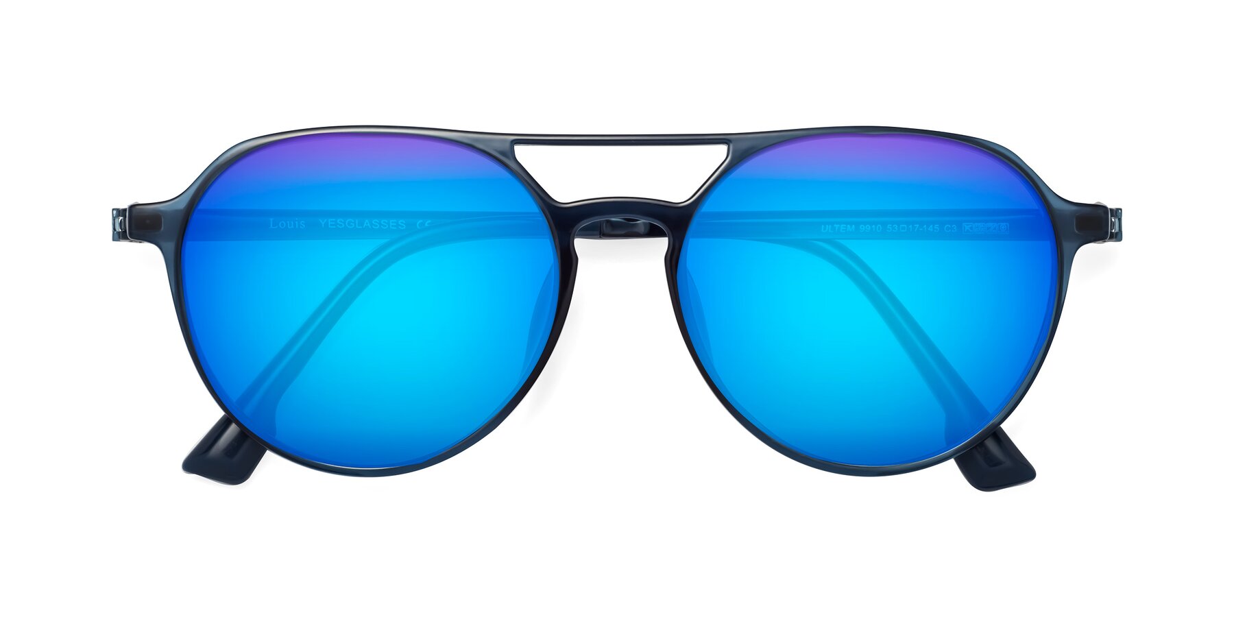 Folded Front of Louis in Blue with Blue Mirrored Lenses