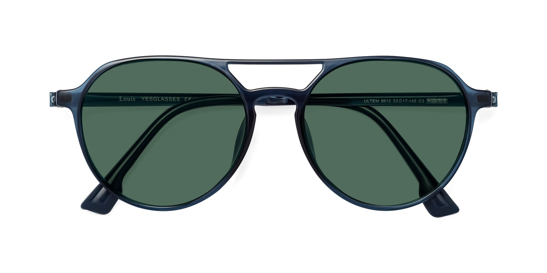Folded Front of Louis in Blue with Green Polarized Lenses