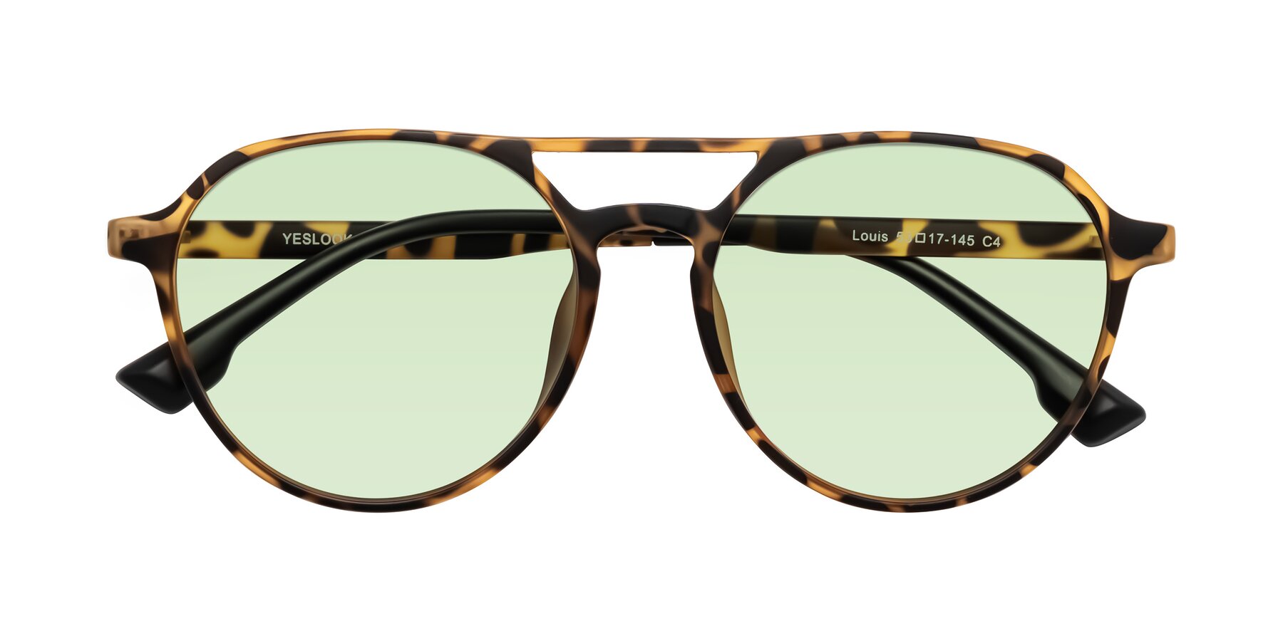 Folded Front of Louis in Leopard-Print with Light Green Tinted Lenses
