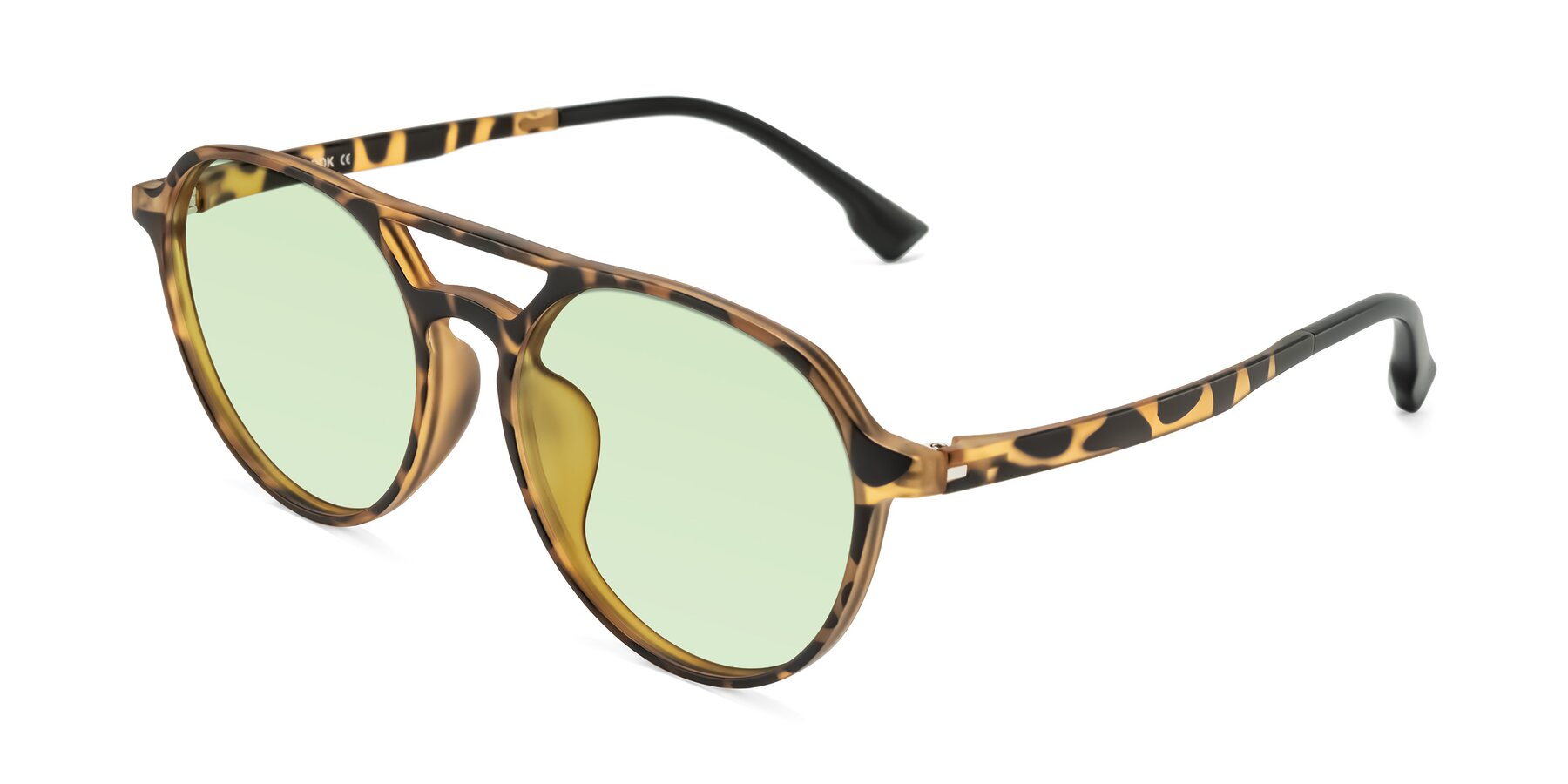 Angle of Louis in Leopard-Print with Light Green Tinted Lenses