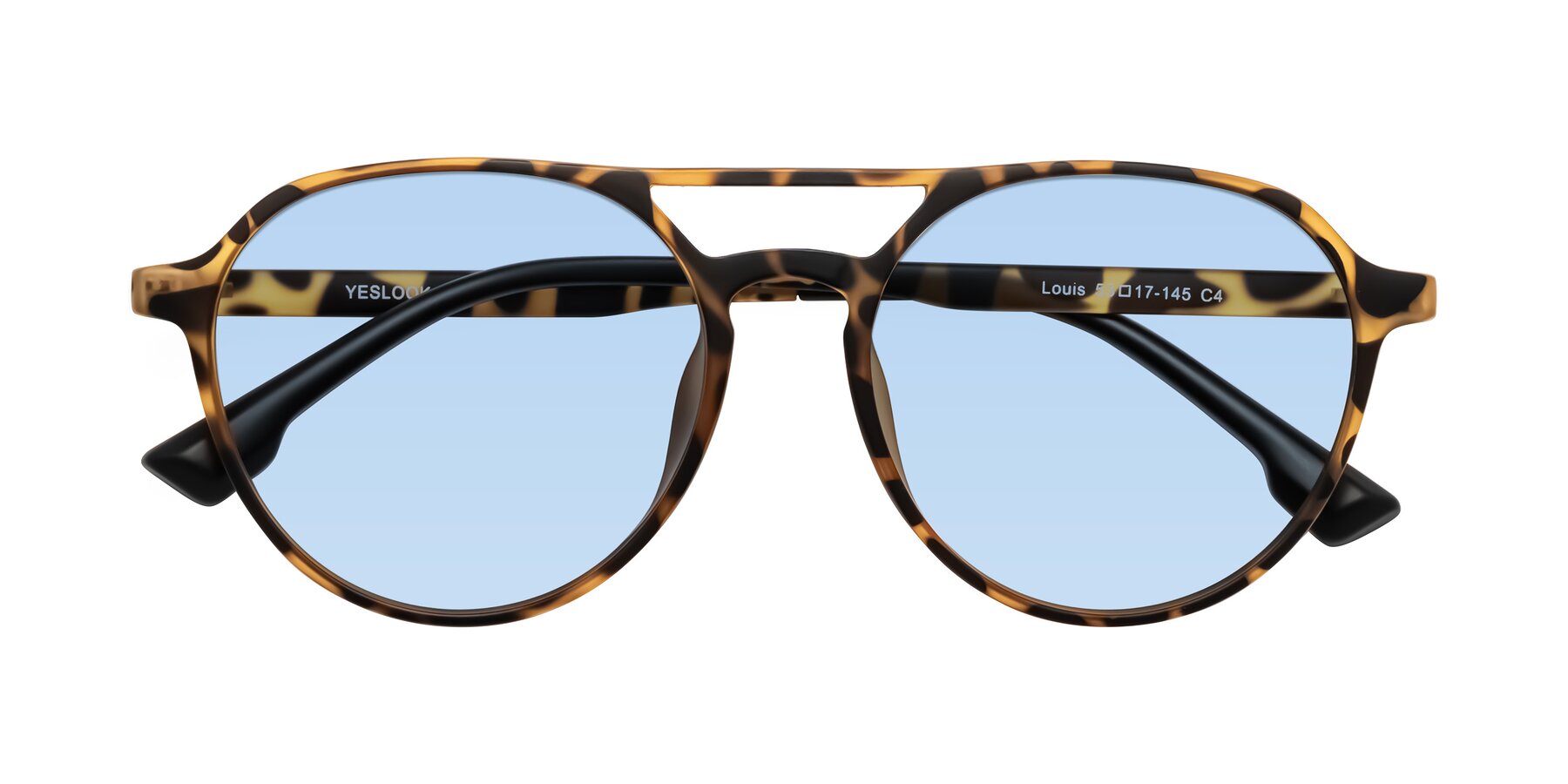 Folded Front of Louis in Leopard-Print with Light Blue Tinted Lenses
