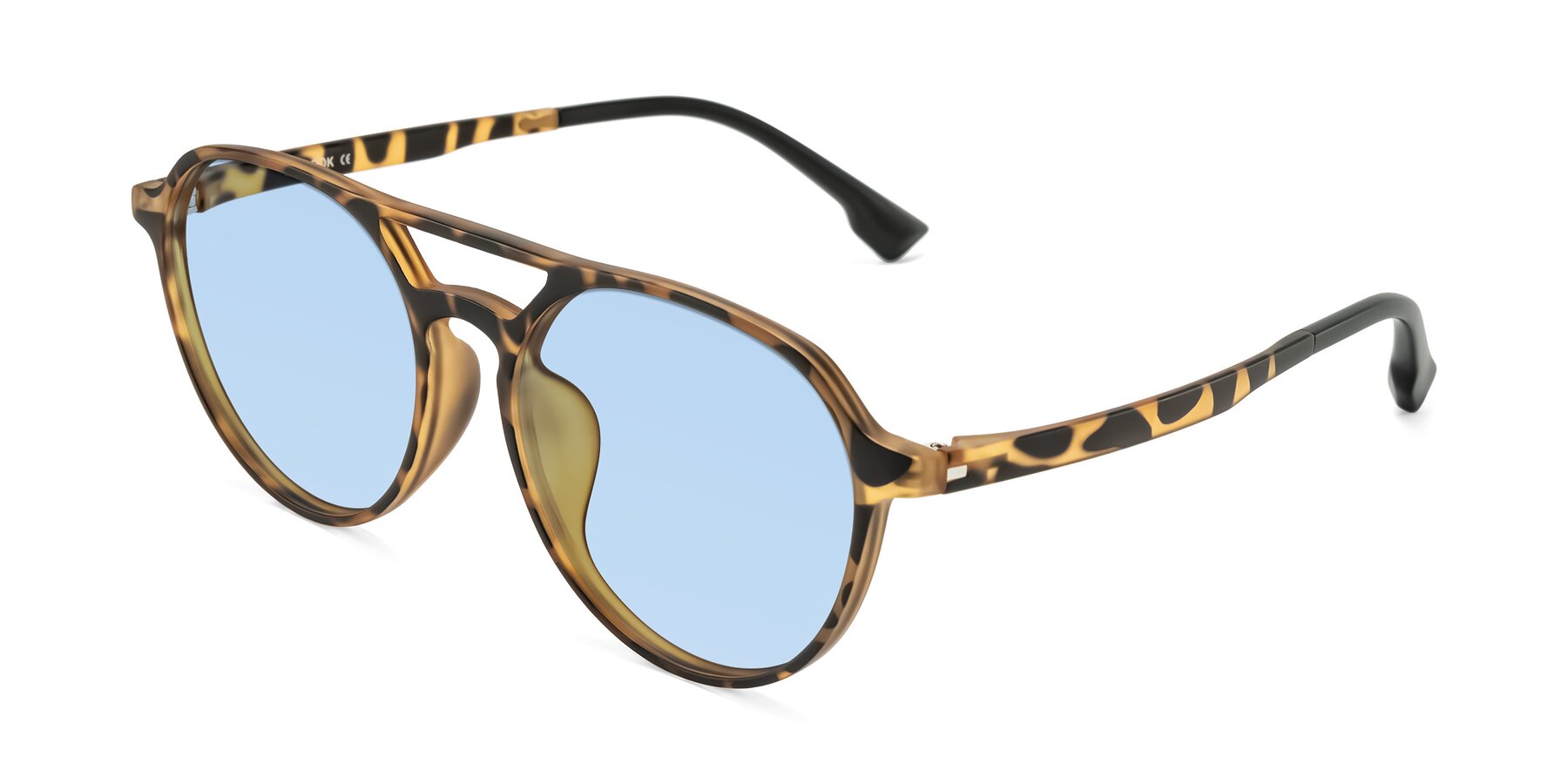 Angle of Louis in Leopard-Print with Light Blue Tinted Lenses