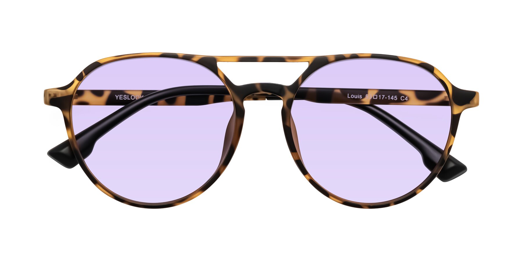 Folded Front of Louis in Leopard-Print with Light Purple Tinted Lenses