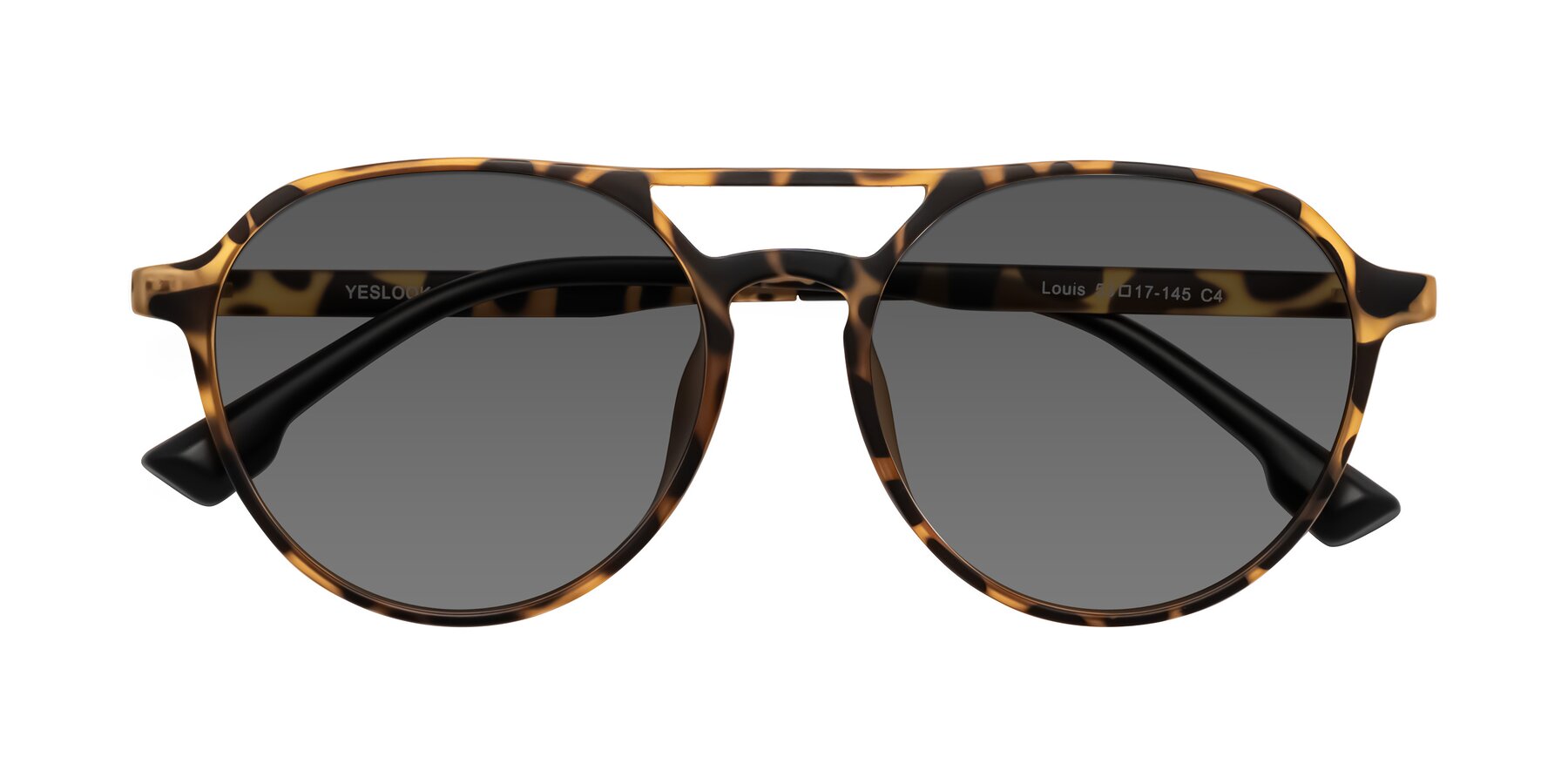 Folded Front of Louis in Leopard-Print with Medium Gray Tinted Lenses