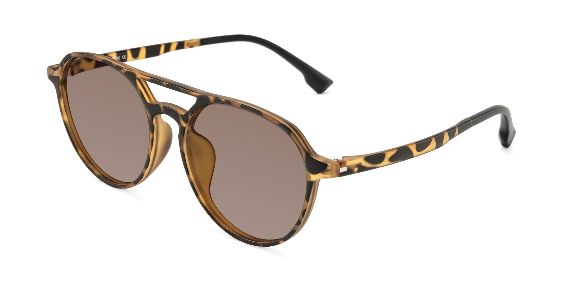 Angle of Louis in Leopard-Print with Medium Brown Tinted Lenses