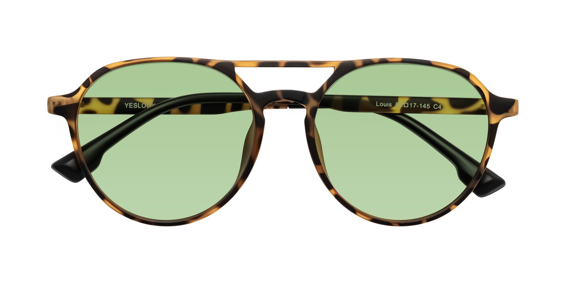 Folded Front of Louis in Leopard-Print with Medium Green Tinted Lenses