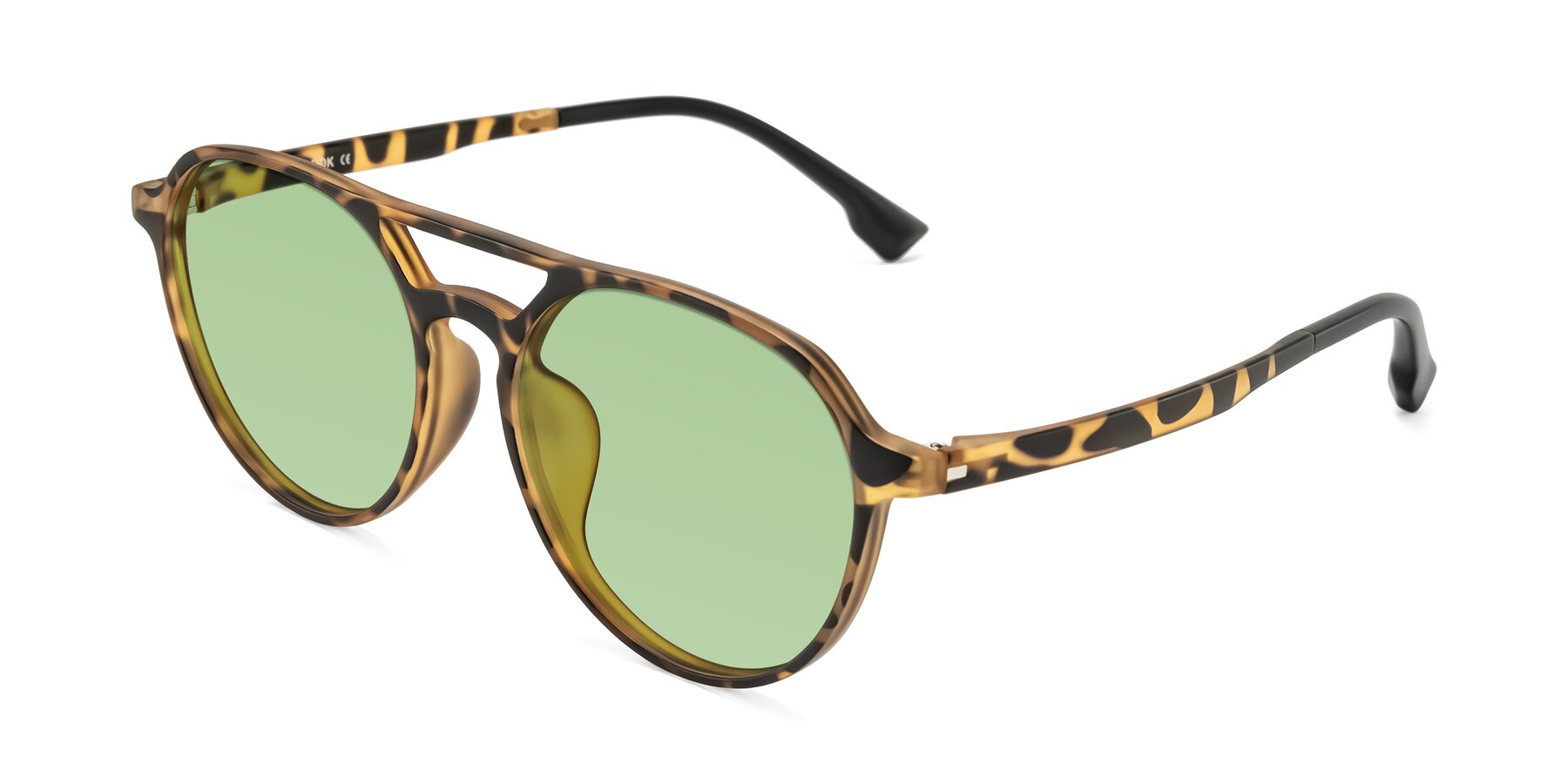 Angle of Louis in Leopard-Print with Medium Green Tinted Lenses