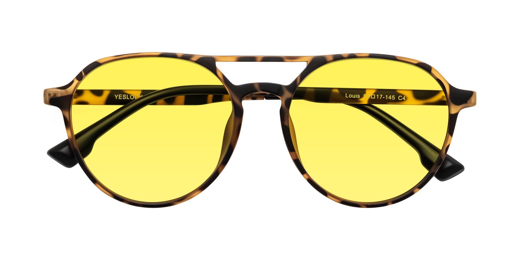 Folded Front of Louis in Leopard-Print with Medium Yellow Tinted Lenses