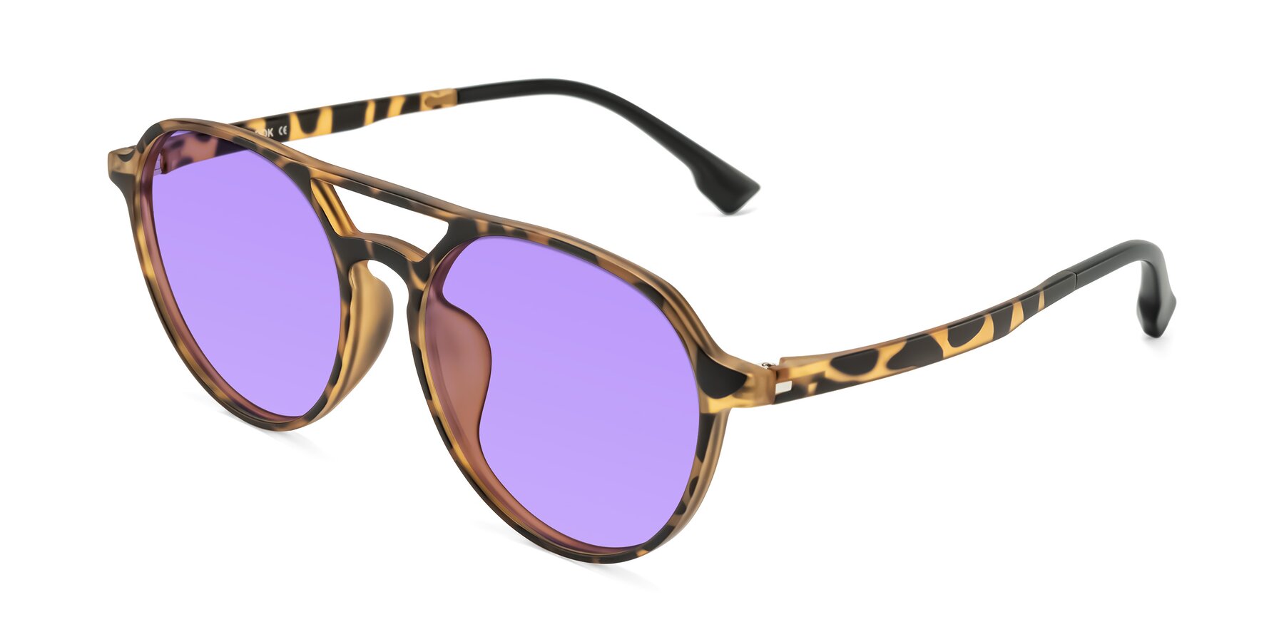 Angle of Louis in Leopard-Print with Medium Purple Tinted Lenses
