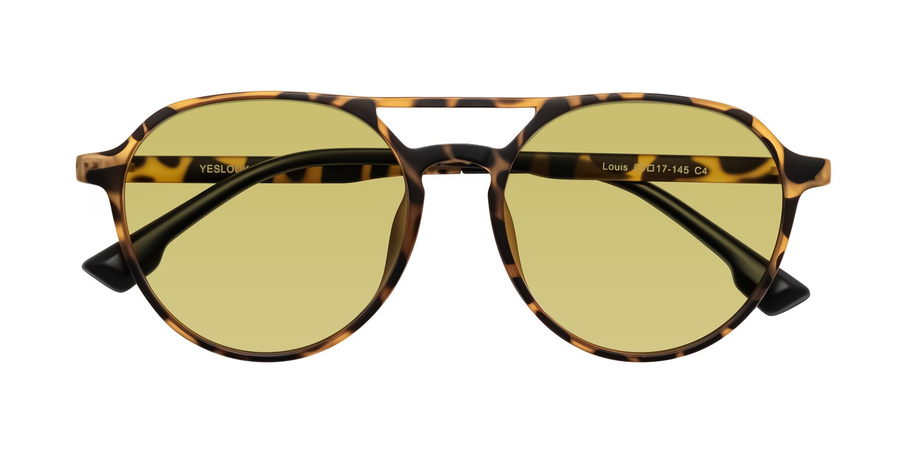 Folded Front of Louis in Leopard-Print with Medium Champagne Tinted Lenses