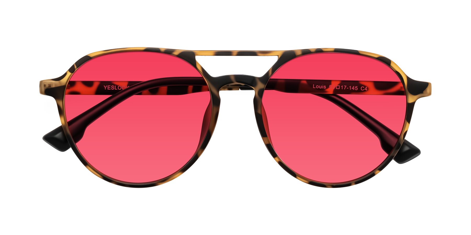 Folded Front of Louis in Leopard-Print with Red Tinted Lenses