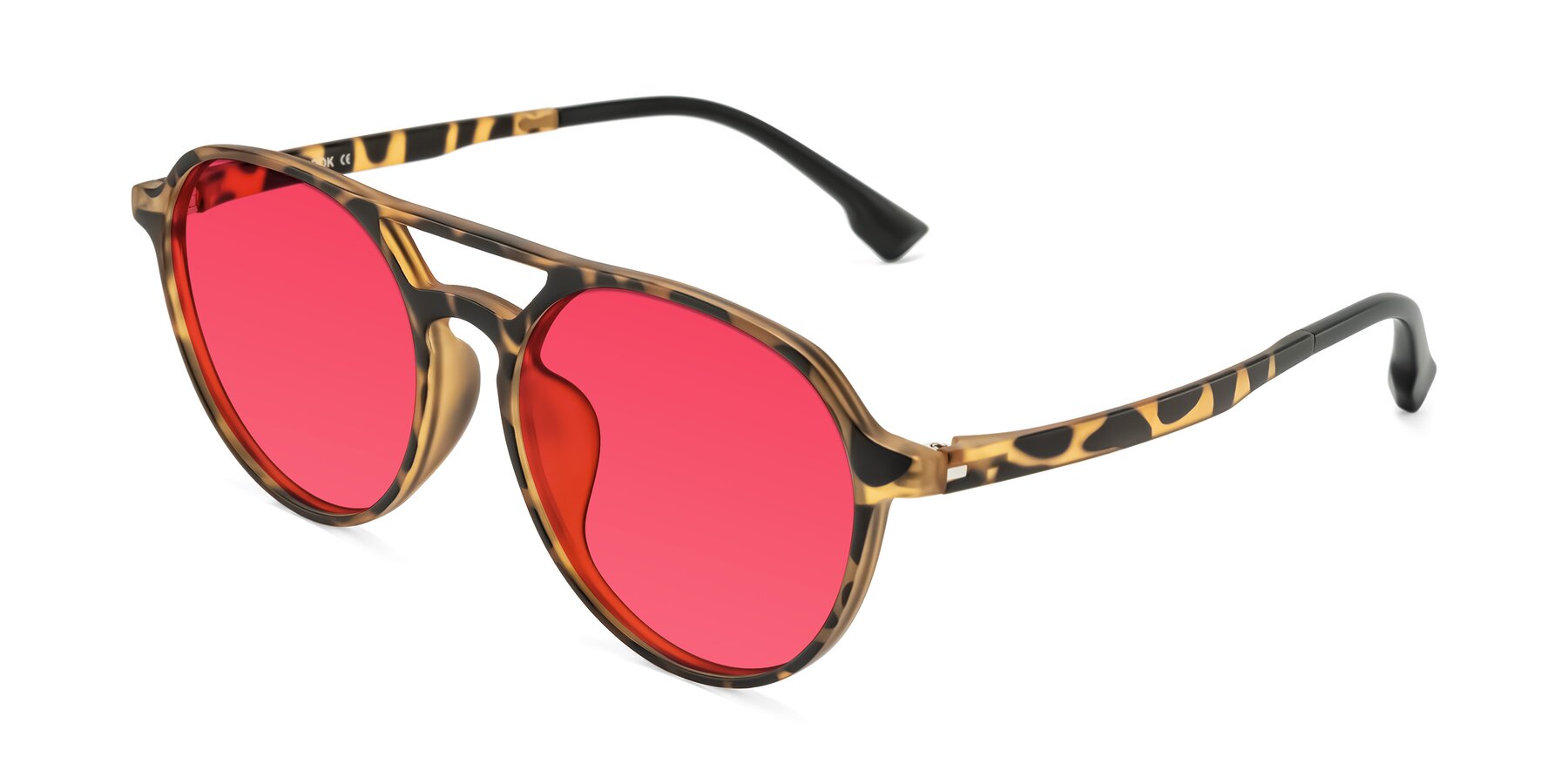 Angle of Louis in Leopard-Print with Red Tinted Lenses