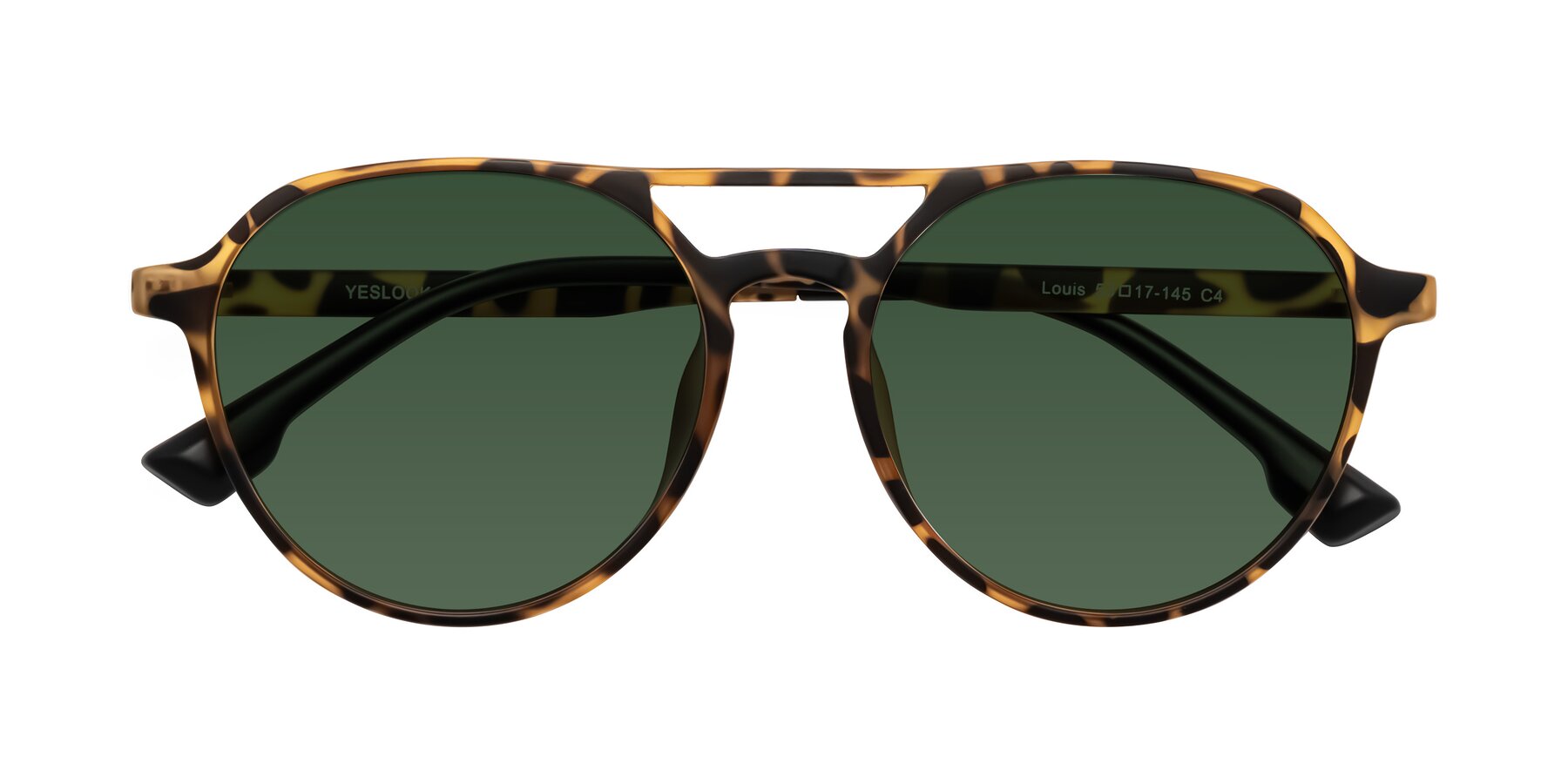 Folded Front of Louis in Leopard-Print with Green Tinted Lenses