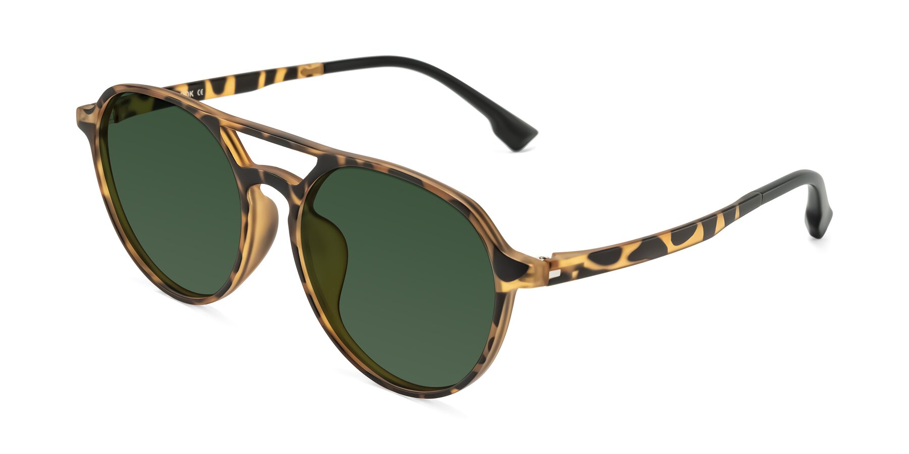 Angle of Louis in Leopard-Print with Green Tinted Lenses