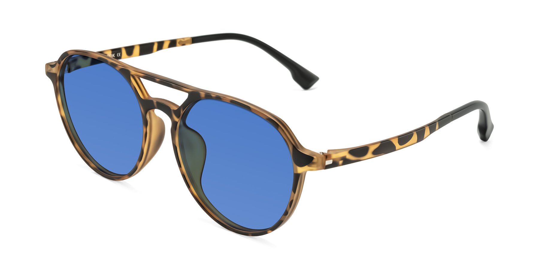 Angle of Louis in Leopard-Print with Blue Tinted Lenses
