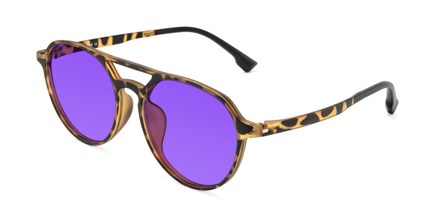 Angle of Louis in Leopard-Print with Purple Tinted Lenses