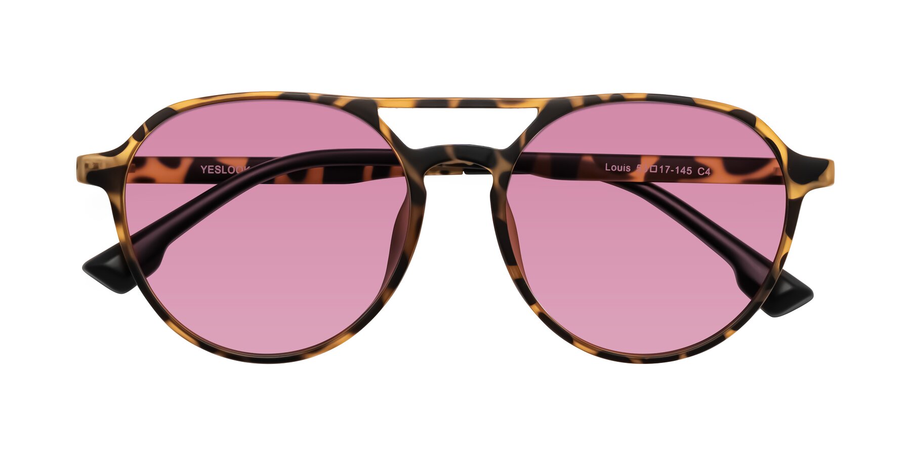 Folded Front of Louis in Leopard-Print with Medium Wine Tinted Lenses