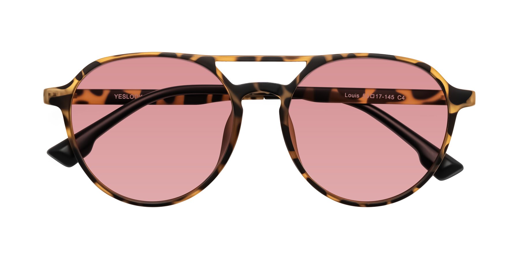 Folded Front of Louis in Leopard-Print with Medium Garnet Tinted Lenses