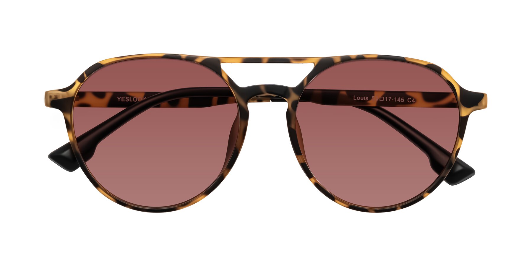 Folded Front of Louis in Leopard-Print with Garnet Tinted Lenses