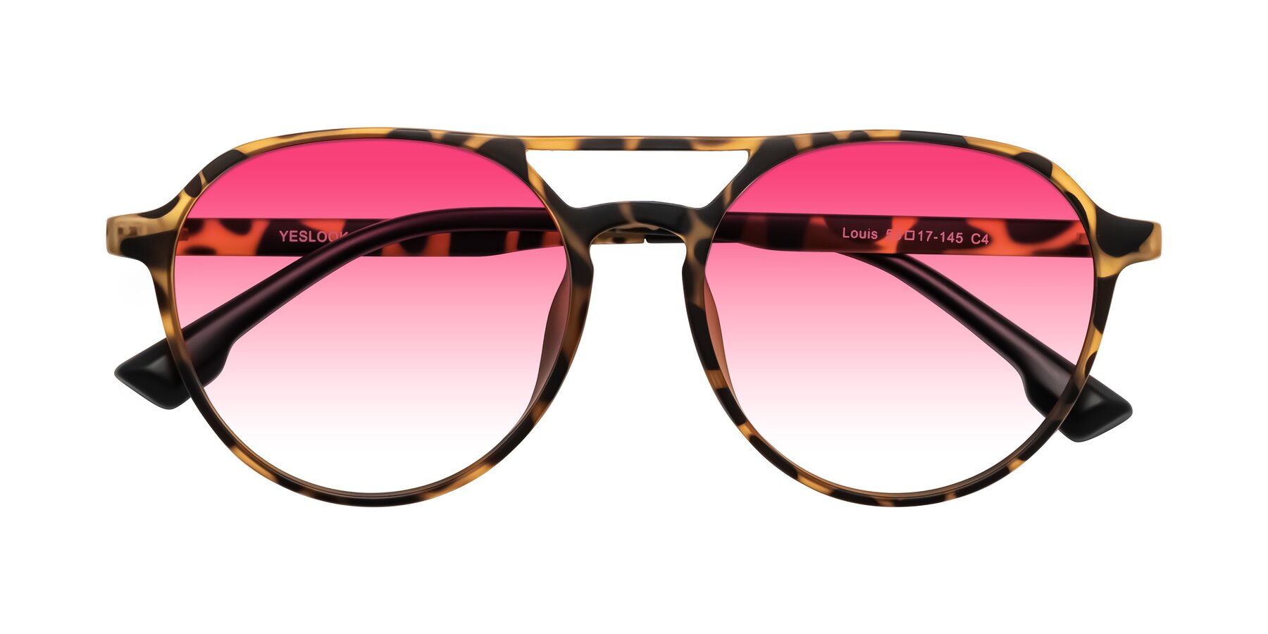 Folded Front of Louis in Leopard-Print with Pink Gradient Lenses