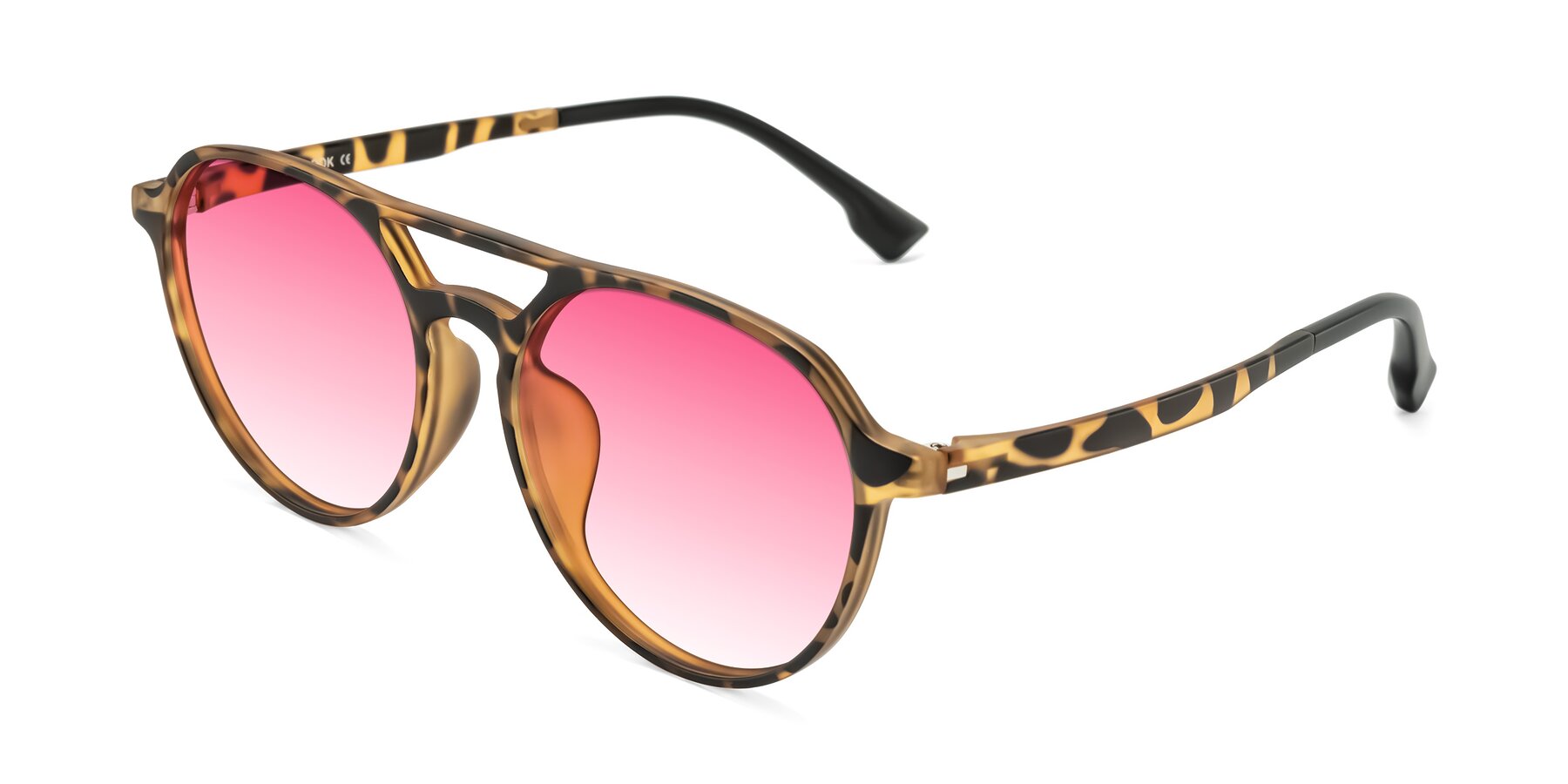 Angle of Louis in Leopard-Print with Pink Gradient Lenses