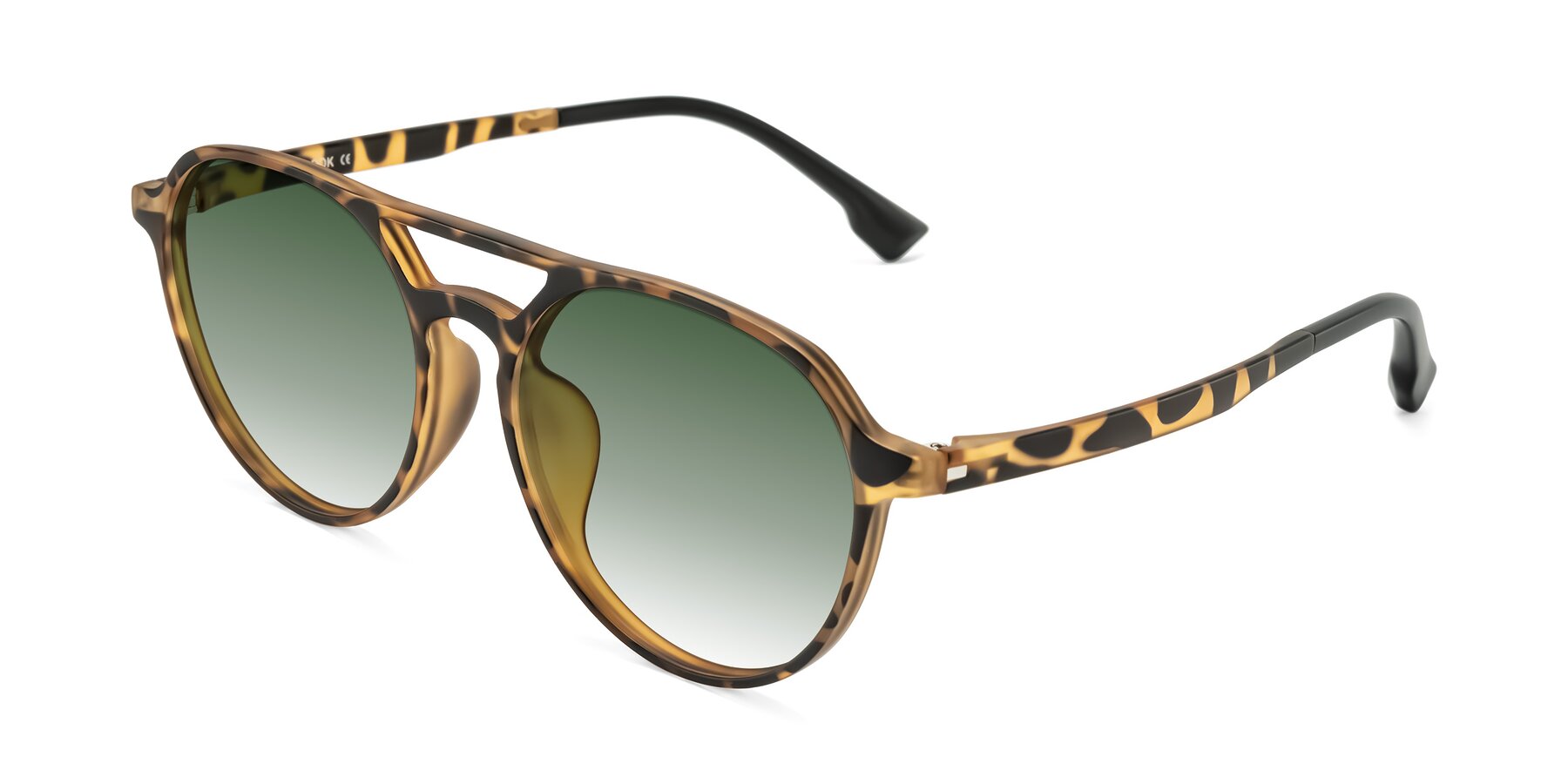 Angle of Louis in Leopard-Print with Green Gradient Lenses