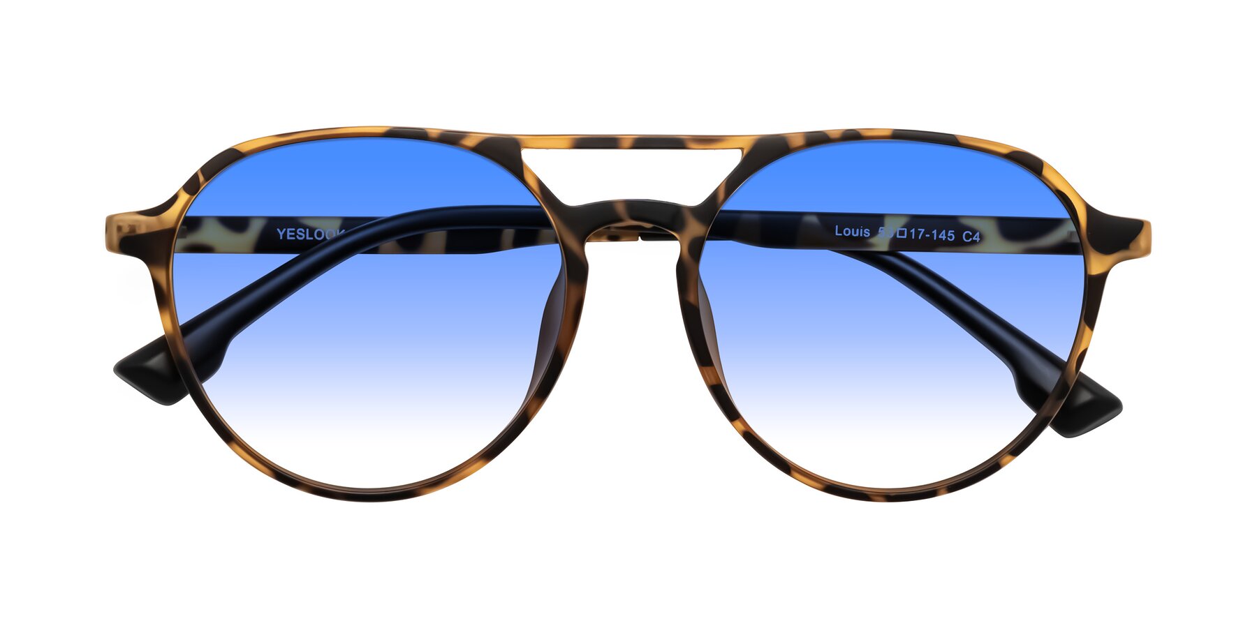 Folded Front of Louis in Leopard-Print with Blue Gradient Lenses