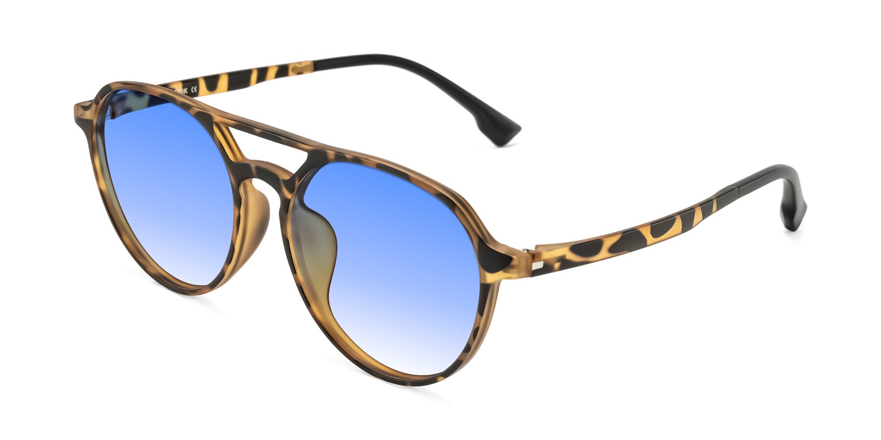Angle of Louis in Leopard-Print with Blue Gradient Lenses