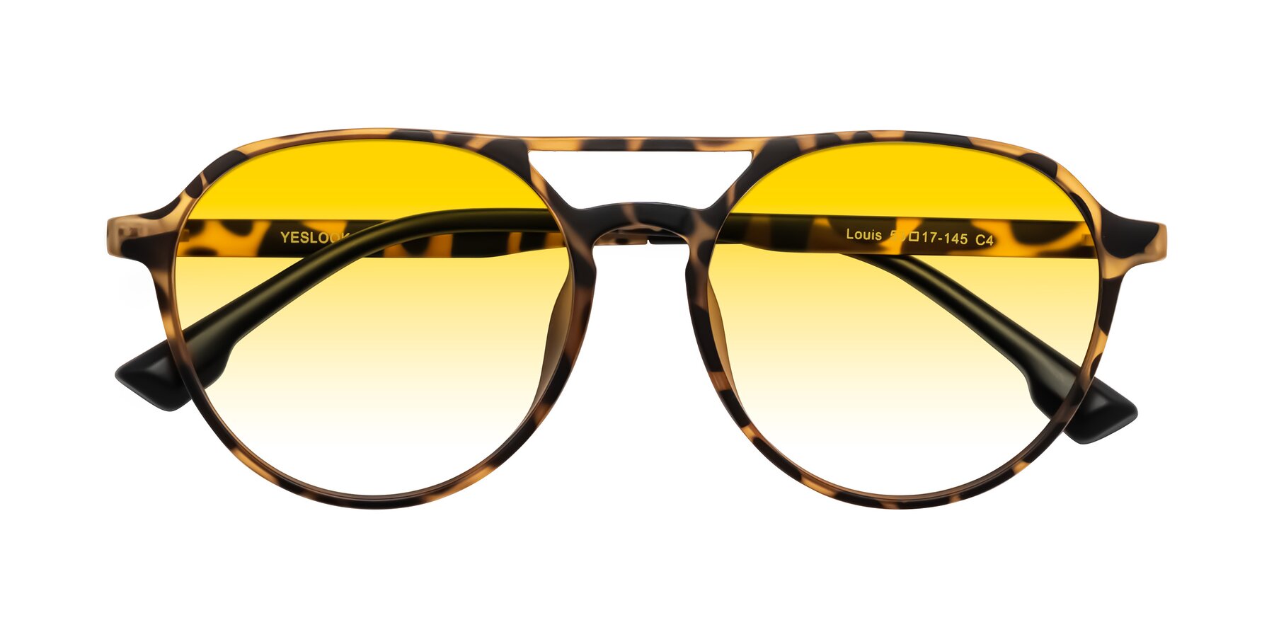 Folded Front of Louis in Leopard-Print with Yellow Gradient Lenses