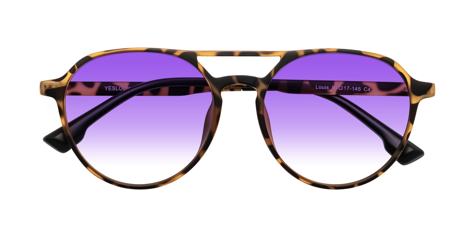 Folded Front of Louis in Leopard-Print with Purple Gradient Lenses