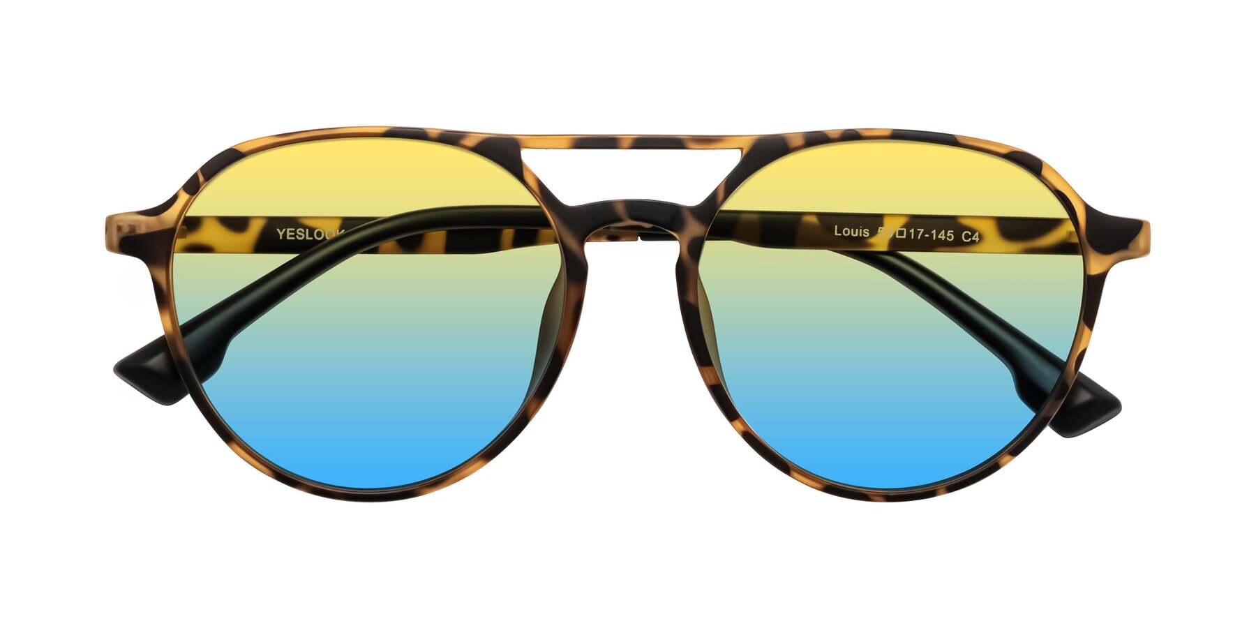Folded Front of Louis in Leopard-Print with Yellow / Blue Gradient Lenses
