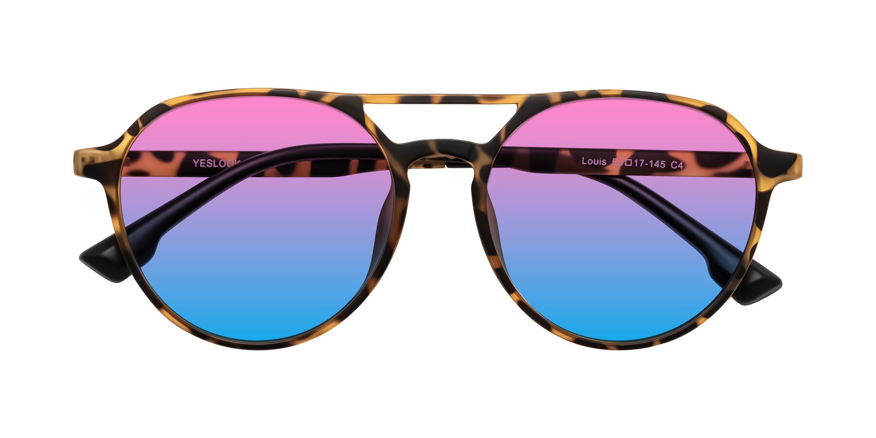 Folded Front of Louis in Leopard-Print with Pink / Blue Gradient Lenses