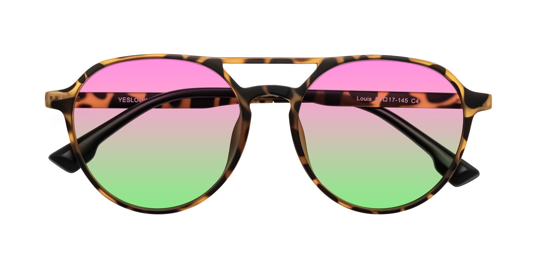 Folded Front of Louis in Leopard-Print with Pink / Green Gradient Lenses