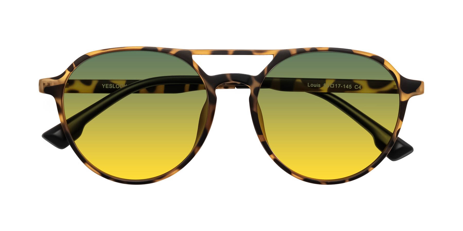 Folded Front of Louis in Leopard-Print with Green / Yellow Gradient Lenses