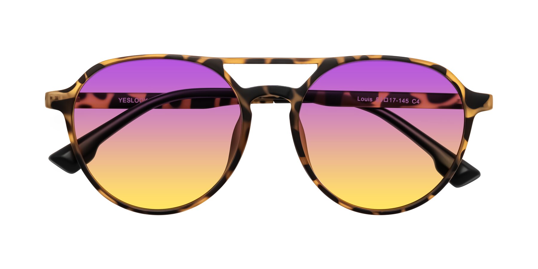 Folded Front of Louis in Leopard-Print with Purple / Yellow Gradient Lenses