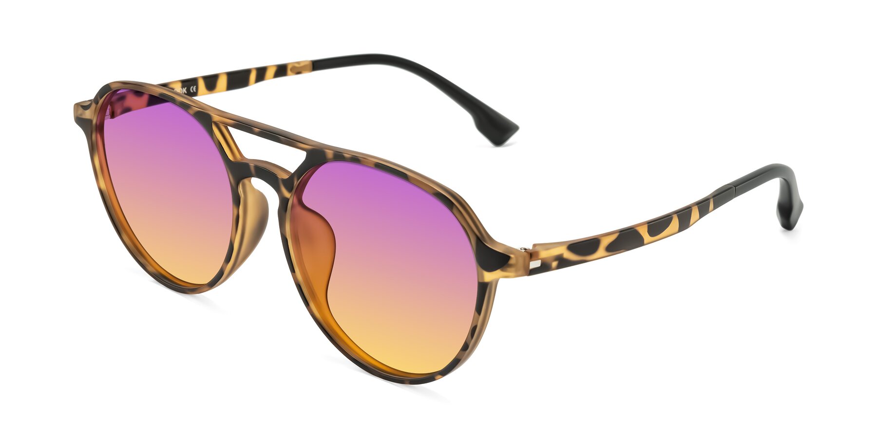 Angle of Louis in Leopard-Print with Purple / Yellow Gradient Lenses