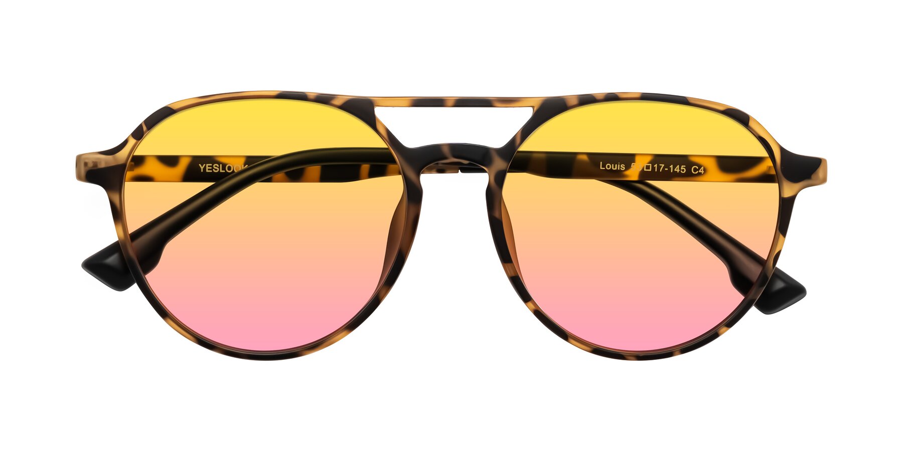 Folded Front of Louis in Leopard-Print with Yellow / Pink Gradient Lenses