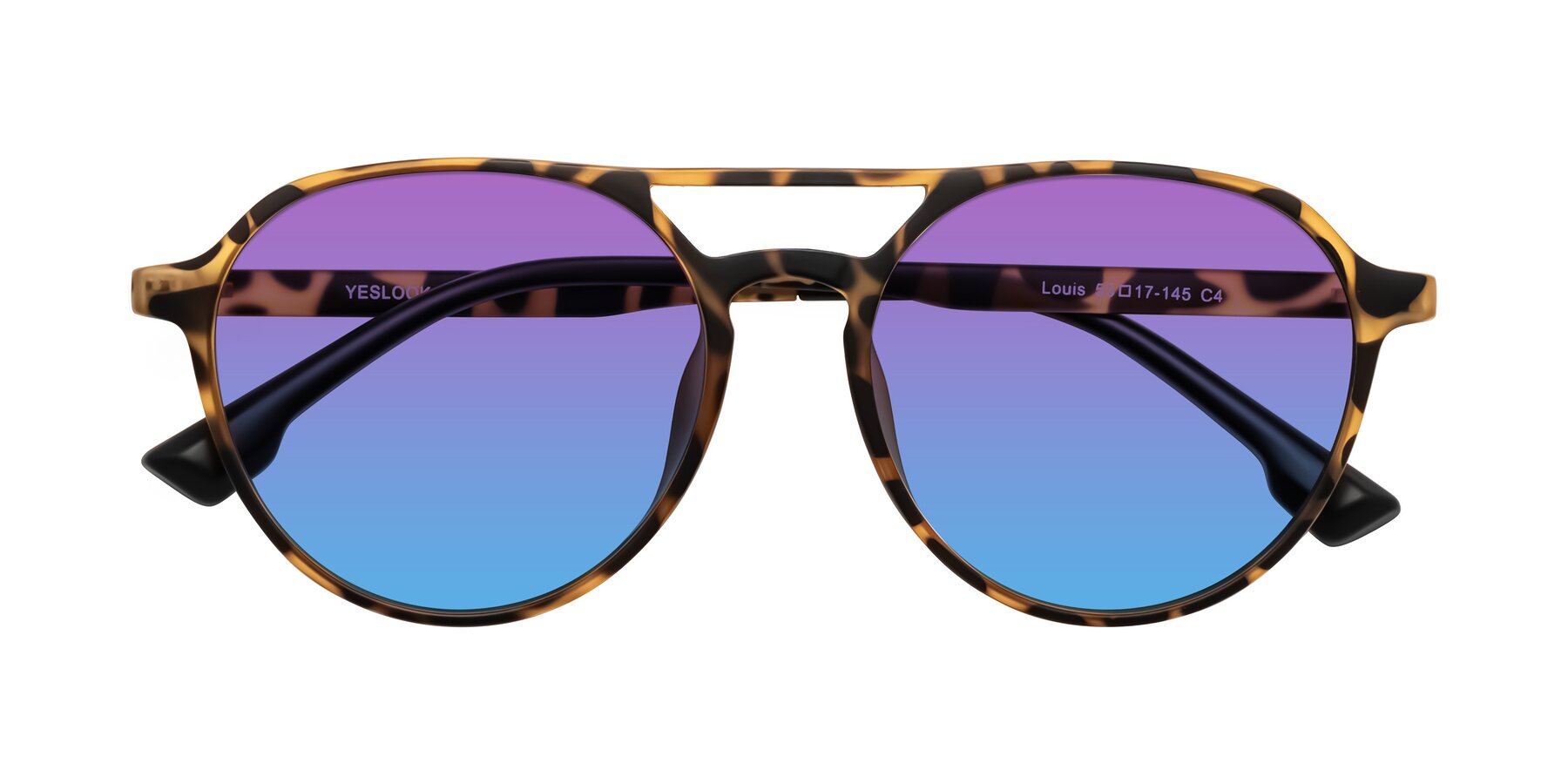 Folded Front of Louis in Leopard-Print with Purple / Blue Gradient Lenses